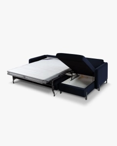 COLTAR EXTENSIBIL GLORIA, PE DREAPTA, ALBASTRU ROYAL, 170X286 CM, TAPITAT CU TAPITERIE DIN TEXTIL CATIFEA SALVADOR, MICADONI - Img 2