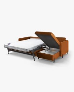 COLTAR EXTENSIBIL GLORIA, PE DREAPTA, CARAMIZIU, 170X286 CM, TAPITAT CU TAPITERIE DIN TEXTIL STRUCTURAT BJORN, MICADONI - Img 2