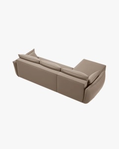 COLTAR EXTENSIBIL KAELLE, 252 CM, PE DREAPTA, CAPPUCCINO, CU TAPITERIE DIN TEXTIL CATIFEA BLUVEL, MICADONI - Img 5