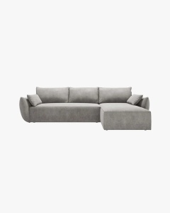 COLTAR EXTENSIBIL KAELLE, 252 CM, PE DREAPTA, GRI DESCHIS CU TAPITERIE DIN TEXTIL CHENILLE OVER THE HORIZON, MICADONI