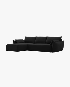 COLTAR EXTENSIBIL KAELLE, 252 CM, PE DREAPTA, NEGRU, CU TAPITERIE DIN TEXTIL CATIFEA BLUVEL, MICADONI - Img 3