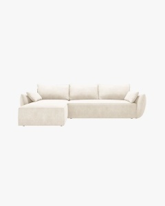 COLTAR EXTENSIBIL KAELLE, 252 CM, PE STANGA, BEJ DESCHIS, CU TAPITERIE DIN TEXTIL CHENILLE OVER THE HORIZON, MICADONI