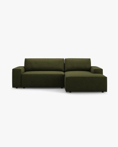 COLTAR EXTENSIBIL, PE DREAPTA, JODIE, 246X151 CM, VERDE MASLINIU INCHIS, TAPITAT CU TAPITERIE DIN TEXTIL BOUCLE BALOO, MICADONI