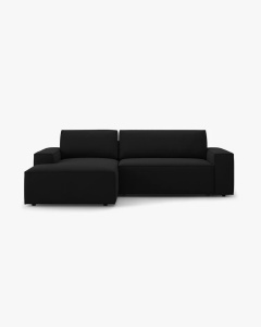 COLTAR EXTENSIBIL, PE STANGA, JODIE, 246X151 CM, NEGRU, TAPITAT CU TAPITERIE DIN TEXTIL STRUCTURAT MEGAN, MICADONI