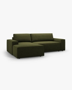 COLTAR EXTENSIBIL, PE STANGA, JODIE, 246X151 CM, VERDE MASLINIU INCHIS, TAPITAT CU TAPITERIE DIN TEXTIL BOUCLE BALOO, MICADONI - Img 6