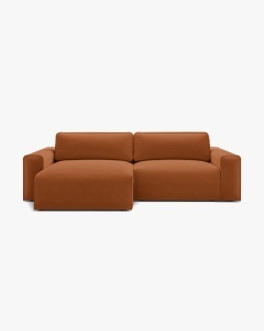 COLTAR EXTENSIBIL VICTOR, PE STANGA, CARAMIZIU, 246X148 CM, TAPITAT CU TAPITERIE DIN TEXTIL STRUCTURAT MOLYBDENE, MICADONI