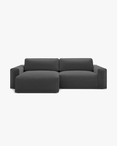COLTAR EXTENSIBIL VICTOR, PE STANGA, GRI ANTRACIT, 246X148 CM, TAPITAT CU TAPITERIE DIN TEXTIL STRUCTURAT MOLYBDENE, MICADONI
