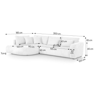 COLTAR FIX IN FORMA DE L STANGA, 300CM, CONFECTIONAT DIN MATERIAL TIP CHENILLE, NEGRU, JACOBS, STIL MODERN - Img 6