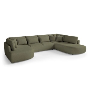 COLTAR FIX IN FORMA DE U, 380CM, CONFECTIONAT DIN MATERIAL TIP CHENILLE, VERDE OLIVE, JACOBS, STIL MODERN