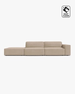 COLTAR JODIE, 262X99 CM, PE STANGA, CU 3 LOCURI, BEJ, TAPITAT CU TAPITERIE DIN TEXTIL CATIFEA VENUS, MICADONI