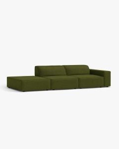 COLTAR JODIE, 262X99 CM, PE STANGA, CU 3 LOCURI, VERDE MASLINIU INCHIS, TAPITAT CU TAPITERIE DIN TEXTIL BOUCLE BALOO, MICADONI - Img 2