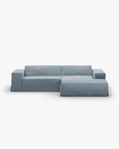 COLTAR JODIE PE DREAPTA, 224X162 CM, ALBASTRU PAL, TAPITAT CU TAPITERIE DIN TEXTIL STRUCTURAT LINS, MICADONI