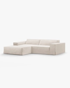 COLTAR JODIE PE STANGA, 224X162 CM, BEJ, TAPITAT CU TAPITERIE DIN TEXTIL STRUCTURAT LINS, MICADONI - Img 2
