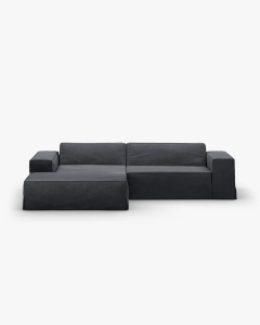 COLTAR JODIE PE STANGA, 224X162 CM, GRI ALBASTRU, TAPITAT CU TAPITERIE DIN TEXTIL STRUCTURAT LINS, MICADONI