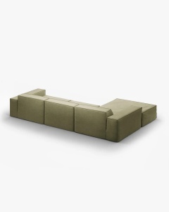 COLTAR JODIE, PE STANGA, 284X162 CM, VERDE DESCHIS, TAPITAT CU TAPITERIE DIN TEXTIL STRUCTURAT LINS, MICADONI - Img 3