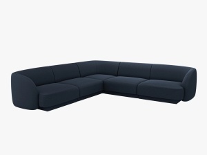 COLTAR LARGE MILEY, ALBASTRU INCHIS, CU TAPITERIE DIN TEXTIL BOUCLDE BALOO, MICADONI