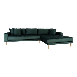 COLTAR LIDO CU 4 PERINI 290CM, DIN LEMN SI TEXTIL- CATIFEA, DREAPTA, CULOARE VERDE INCHIS, HOUSE NORDIC - Img 2