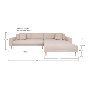 COLTAR LIDO CU 4 PERINI 290CM, DIN LEMN SI TEXTIL, CULOARE NISIPIU, HOUSE NORDIC - Img 7