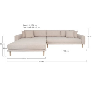 COLTAR LIDO CU 4 PERINI 290CM, STANGA, DIN LEMN SI TEXTIL, CULOARE NISIPIU, HOUSE NORDIC - Img 4