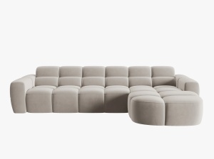 COLTAR LISA, DREAPTA, 5 LOCURI, 310 CM, BEJ DESCHIS, TAPITERIE DIN CATIFEA, DESIGN DEOSEBIT - Img 3