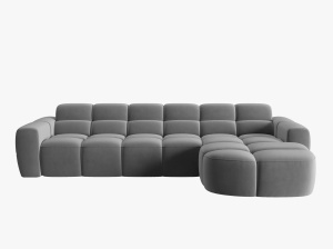 COLTAR LISA, DREAPTA, 5 LOCURI, 310 CM, GRI DESCHIS, TAPITERIE DIN CATIFEA, DESIGN DEOSEBIT - Img 3