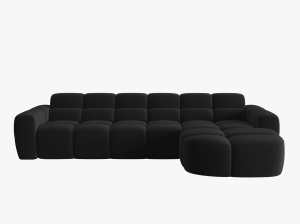 COLTAR LISA, DREAPTA, 5 LOCURI, 310 CM, NEGRU, TAPITERIE DIN CATIFEA, DESIGN DEOSEBIT - Img 3