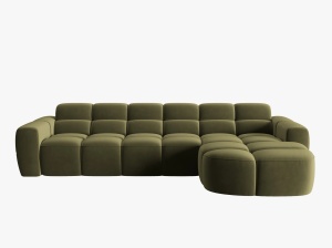 COLTAR LISA, DREAPTA, 5 LOCURI, 310 CM, VERDE OLIVE, TAPITERIE DIN CATIFEA, DESIGN DEOSEBIT - Img 3