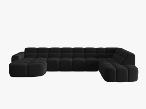 COLTAR LISA, DREAPTA, 7 LOCURI, 387 CM, NEGRU, TAPITERIE DIN CATIFEA, DESIGN DEOSEBIT - Img 2
