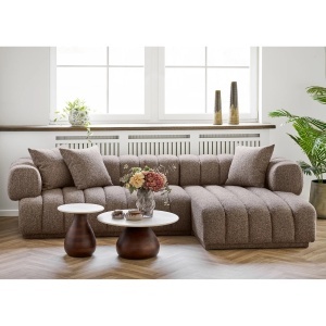 COLTAR LIVING AURORA 300CM, DIN LEMN SI TEXTIL, 3 PERINI, CULOARE MARO, HOUSE NORDIC - Img 2