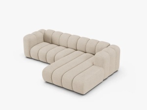 COLTAR LUPIN 260, PE DREAPTA, BEJ, CU TAPITERIE DIN TEXTIL BOUCLE BALOO, MICADONI - Img 3