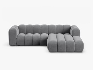 COLTAR LUPIN 260, PE DREAPTA, GRI, CU TAPITERIE DIN TEXTIL CATIFEA SALVADOR, MICADONI