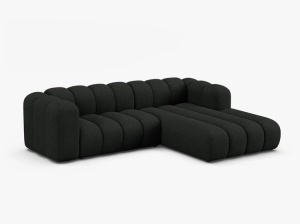 COLTAR LUPIN 260, PE DREAPTA, NEGRU, CU TAPITERIE DIN TEXTIL BOUCLE BALOO, MICADONI - Img 2