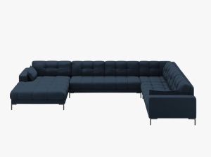 COLTAR MAMAIA, CU 7 LOCURI, PE DREAPTA, ALBASTRU, CU TAPITERIE DIN TEXTIL STRUCTURAT NEVE, MICADONI - Img 2