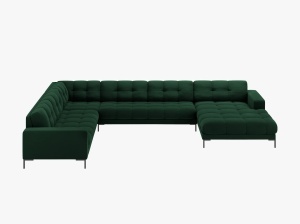 COLTAR MAMAIA, CU 7 LOCURI, PE STANGA, VERDE ROYAL BLUVEL 78, CU TAPITERIE DIN CATIFEA, MICADONI - Img 2