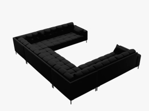 COLTAR MAMAIA, CU 9 LOCURI, NEGRU, CU TAPITERIE DIN TEXTIL STRUCTURAT NEVE, MICADONI - Img 3
