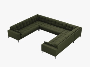 COLTAR MAMAIA, CU 9 LOCURI, VERDE MASLINIU INCHIS, CU TAPITERIE DIN TEXTIL STRUCTURAT NEVE, MICADONI