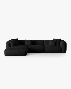 COLTAR MARTINA, 130X176 CM, PE STANGA, NEGRU, TAPITAT CU TAPITERIE DIN TEXTIL STRUCTURAT BOSTON, MICADONI