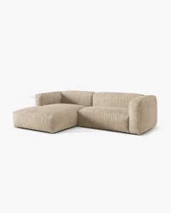 COLTAR MARTINA, BEJ DESCHIS, 244 CM, STANGA, CU TAPITERIE DIN TEXTIL CATIFEA VOGUE, MICADONI - Img 2