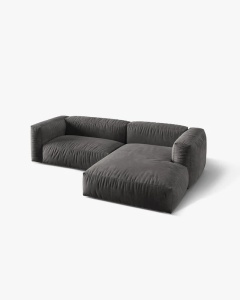 COLTAR MARTINA, GRI, 244 CM, PE DREAPTA, CU TAPITERIE DIN TEXTIL CATIFEA VOGUE, MICADONI - Img 3