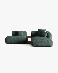 COLTAR MARTINA, PE DREAPTA, 285 CM, VERDE MUSCHI, TAPITAT CU TAPITERIE DIN TEXTIL CATIFEA VOGUE, MICADONI