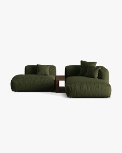 COLTAR MARTINA, PE DREAPTA, 285 CM, VERDE, TAPITAT CU TAPITERIE DIN TEXTIL STRUCTURAT BOSTON, MICADONI