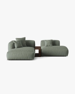 COLTAR MARTINA, PE STANGA, 285 CM, VERDE MUSCHI, TAPITAT CU TAPITERIE DIN TEXTIL STRUCTURAT BOSTON, MICADONI