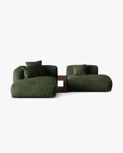 COLTAR MARTINA, PE STANGA, 285 CM, VERDE, TAPITAT CU TAPITERIE DIN TEXTIL CATIFEA VOGUE, MICADONI