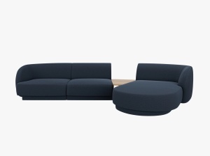 COLTAR MILEY, CU 3 LOCURI, PE DREAPTA, ALBASTRU INCHIS, CU TAPITERIE DIN TEXTIL BOUCLE BALOO, MICADONI