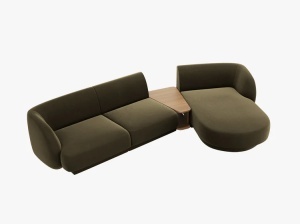 COLTAR MILEY, CU 3 LOCURI, PE DREAPTA, VERDE MASLINU INCHIS, CU TAPITERIE DIN CATIFEA BLUVEL, MICADONI - Img 2