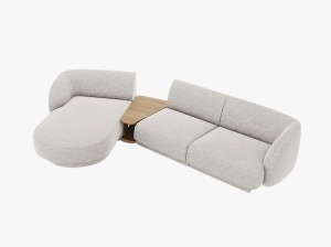 COLTAR MILEY, CU 3 LOCURI, PE STANGA, ARGINTIU, CU TAPITERIE DIN TEXTIL CHENILLE EDEN, MICADONI - Img 2