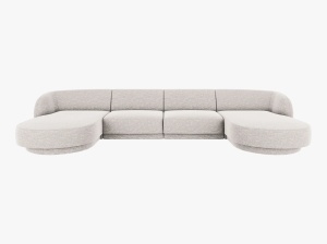 COLTAR MILEY, CU 5 LOCURI, ARGINTIU, CU TAPITERIE DIN TEXTIL CHENILLE EDEN, MICADONI