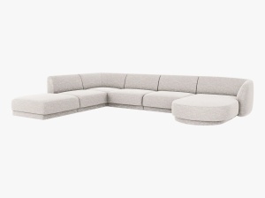 COLTAR MILEY, CU 6 LOCURI, PE STANGA, CU TAPITERIE DIN TEXTIL CHENILLE EDEN, MICADONI