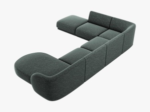 COLTAR MILEY STANGA, 6 LOCURI, 327 CM, VERDE 78, TAPITERIE CHENILLE, DESIGN DEOSEBIT - Img 2