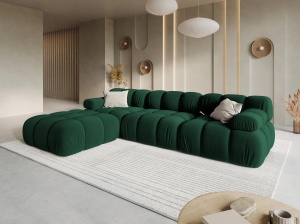 COLTAR MODULAR BELLIS, 4 LOCURI, 282 CM, VERDE 38, TAPITERIE DIN CATIFEA, DESIGN DEOSEBIT